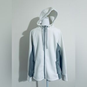Swiss Tech Women's White Waffle Knit Tech Fleece Hooded Zip Jacket L (12-14)